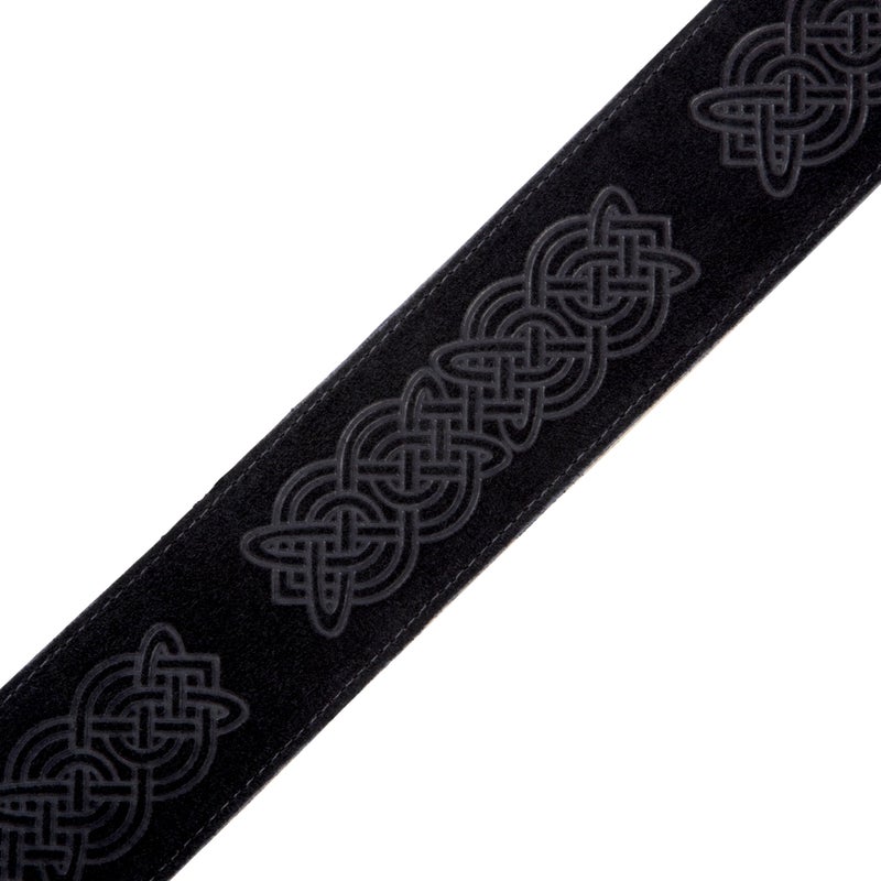 Levy's Leathers 2.5" Suede Leather Guitar Strap Celtic Knot Emboss Design; Black (MS26CK-BLK) - Image 3